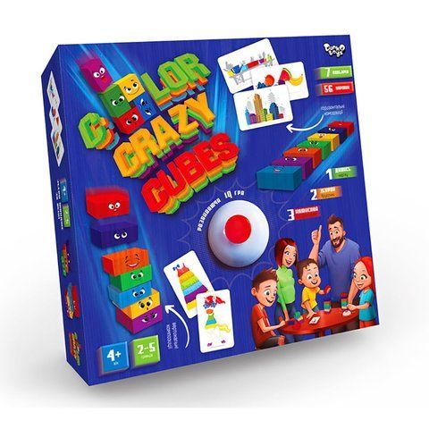 Розвиваюча настільна гра "Color Crazy Cubes" Danko Toys CCC-02-01U з дзвіночком 2323 фото